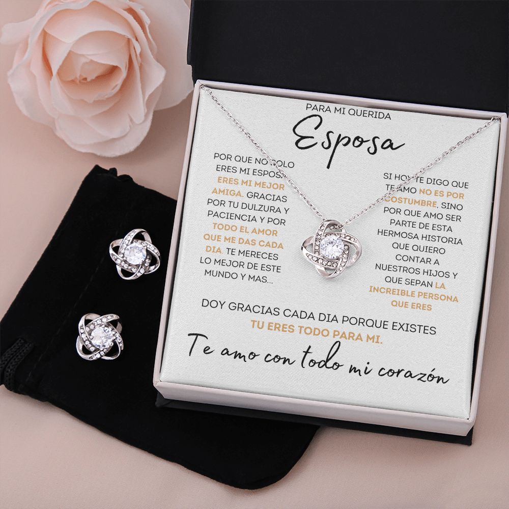 Regalo Para Esposa Set de Aros y Collar El Amor De Mi Vida Regalo Para Mujer