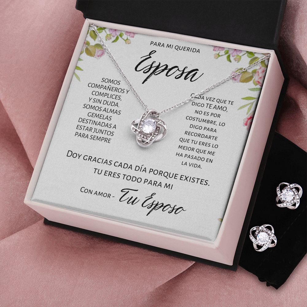 Regalo Para Mi Esposa Set de Aros y Collar Alma Gemela