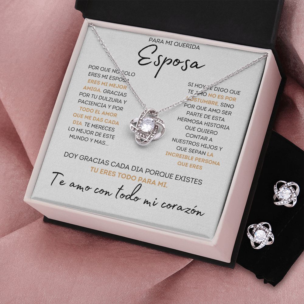 Regalo Para Esposa Set de Aros y Collar El Amor De Mi Vida Regalo Para Mujer