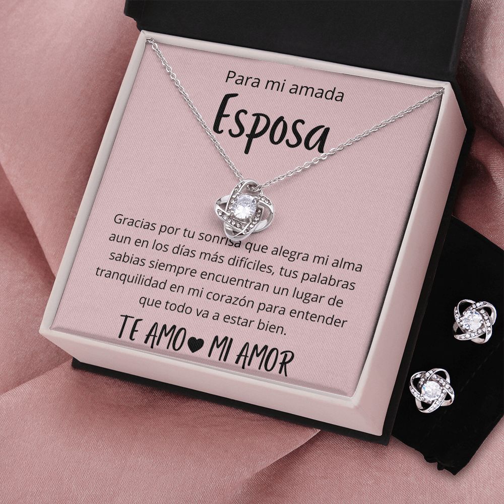 Regalo Para Esposa Regalos de Aniversario Para Mi Esposa Set de Regalo Collar y Aros Para Mujer Plateado y Dorado Regalo Para Mujer Personalizado Aniversario Cumpleanos De Esposo Para Esposa