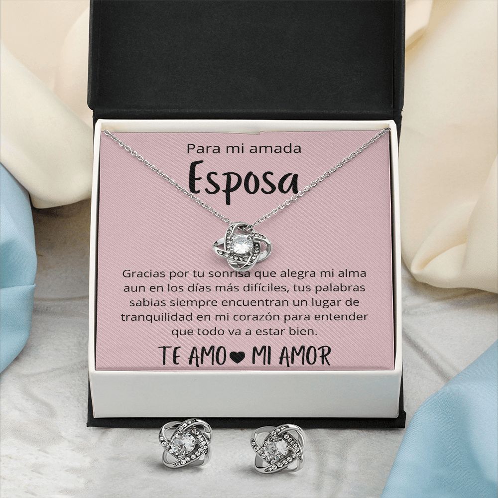 Regalo Para Esposa Regalos de Aniversario Para Mi Esposa Set de Regalo Collar y Aros Para Mujer Plateado y Dorado Regalo Para Mujer Personalizado Aniversario Cumpleanos De Esposo Para Esposa