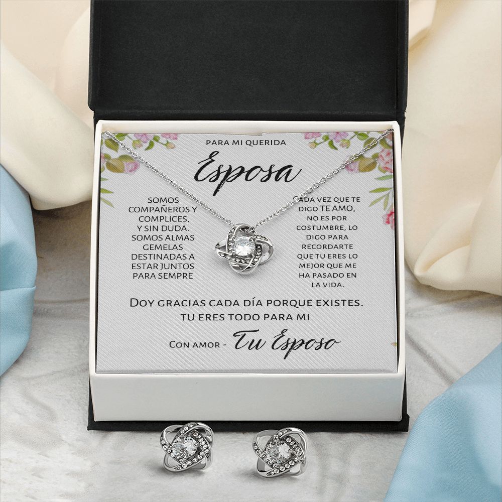 Regalo Para Mi Esposa Set de Aros y Collar Alma Gemela