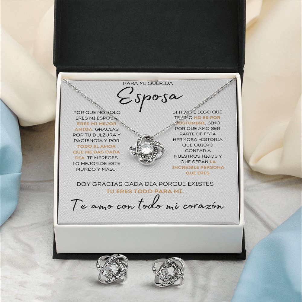 Regalo Para Esposa Set de Aros y Collar El Amor De Mi Vida Regalo Para Mujer