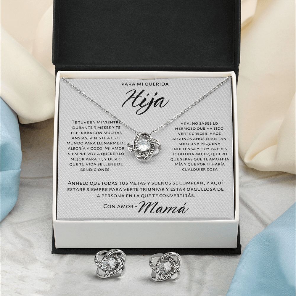 Collar Regalo Para Hija De Mamá Set De Aros y Collar Para Mi Qerida Hija Joyeria Mujer Regalo de Madre e Hija