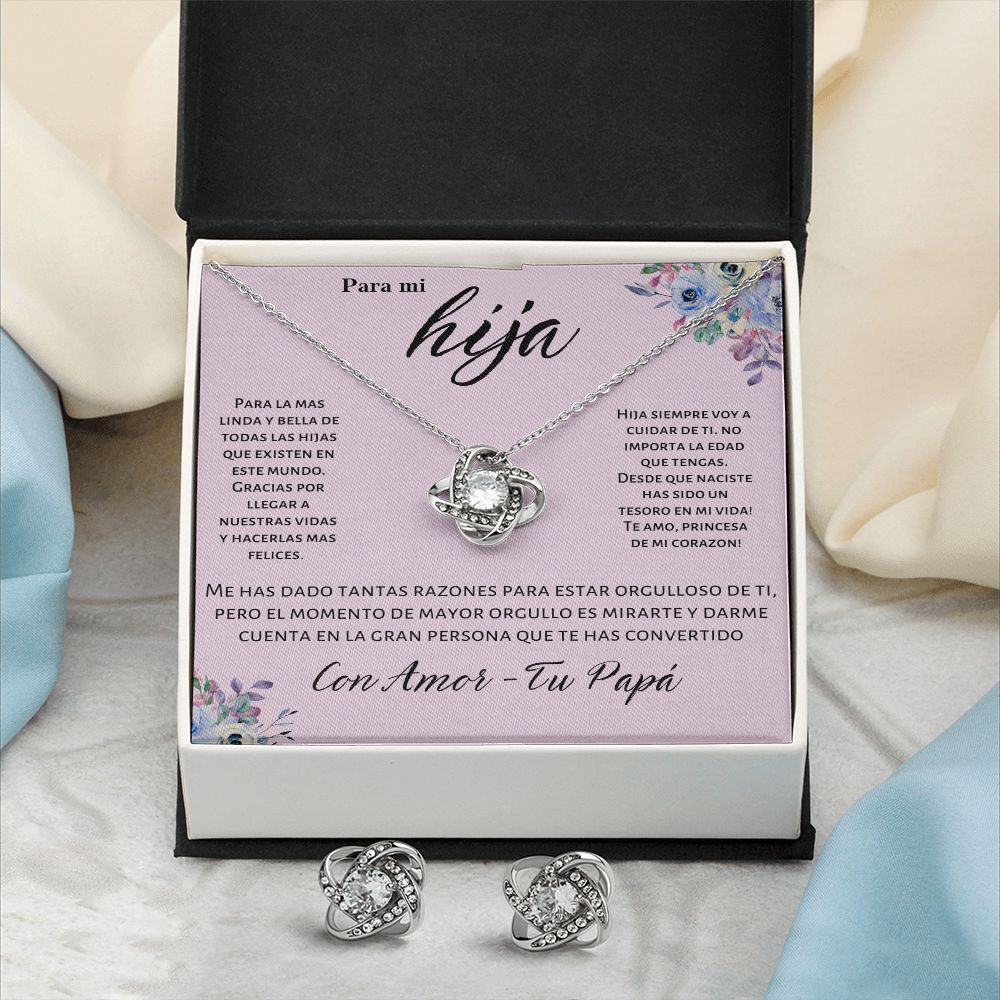 Regalo Para Hija Set de Collar y Aros Joyeria Para Mujer