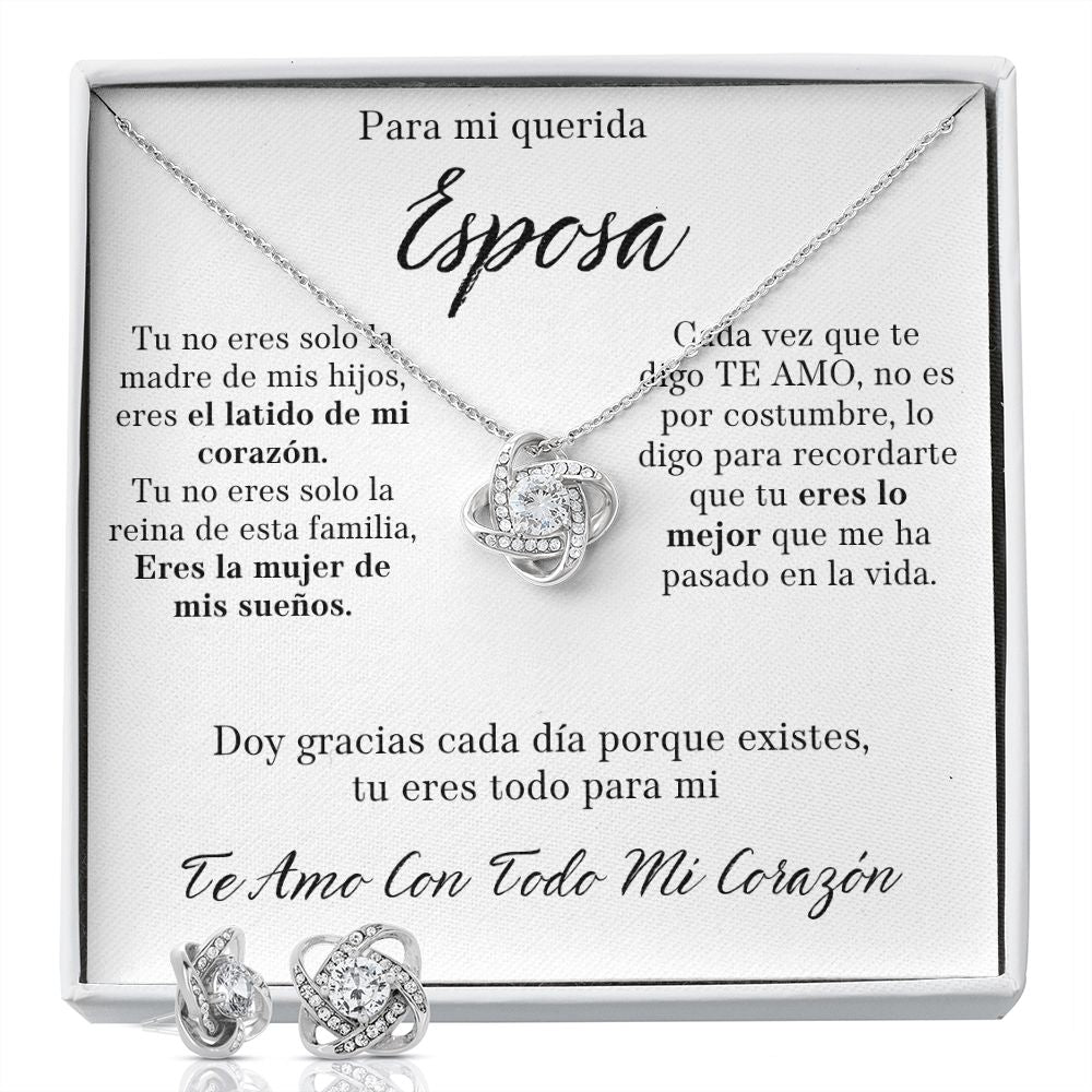 Para Mi Querida Esposa Set de Aros y Collar Para Mi Mujer Regalo De Esposo Para Esposa