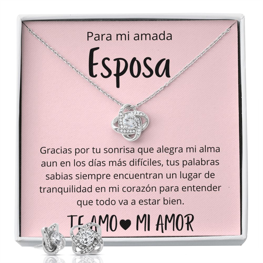 Regalo Para Esposa Regalos de Aniversario Para Mi Esposa Set de Regalo Collar y Aros Para Mujer Plateado y Dorado Regalo Para Mujer Personalizado Aniversario Cumpleanos De Esposo Para Esposa