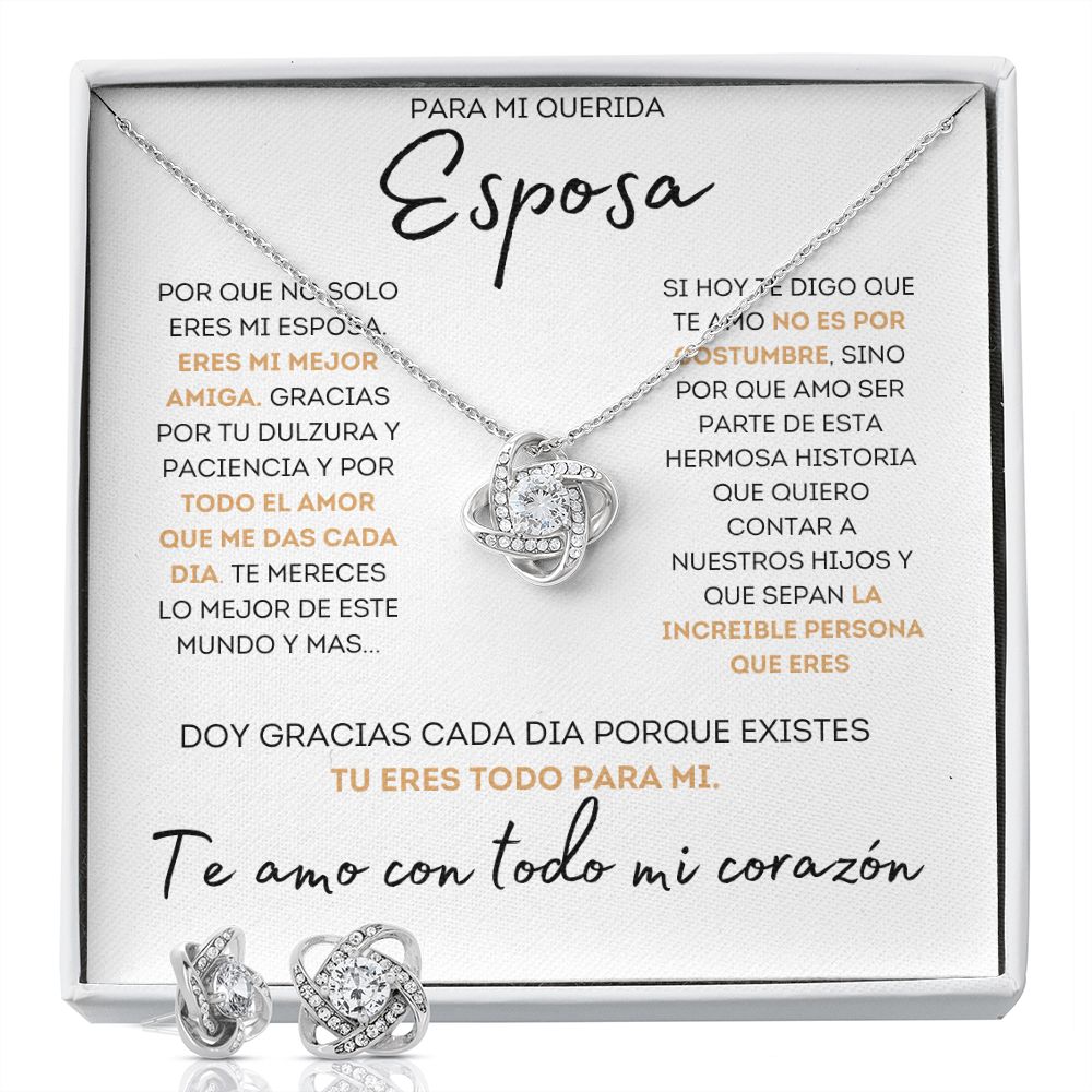 Regalo Para Esposa Set de Aros y Collar El Amor De Mi Vida Regalo Para Mujer