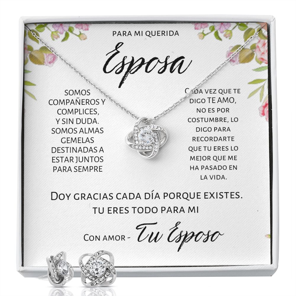 Regalo Para Mi Esposa Set de Aros y Collar Alma Gemela