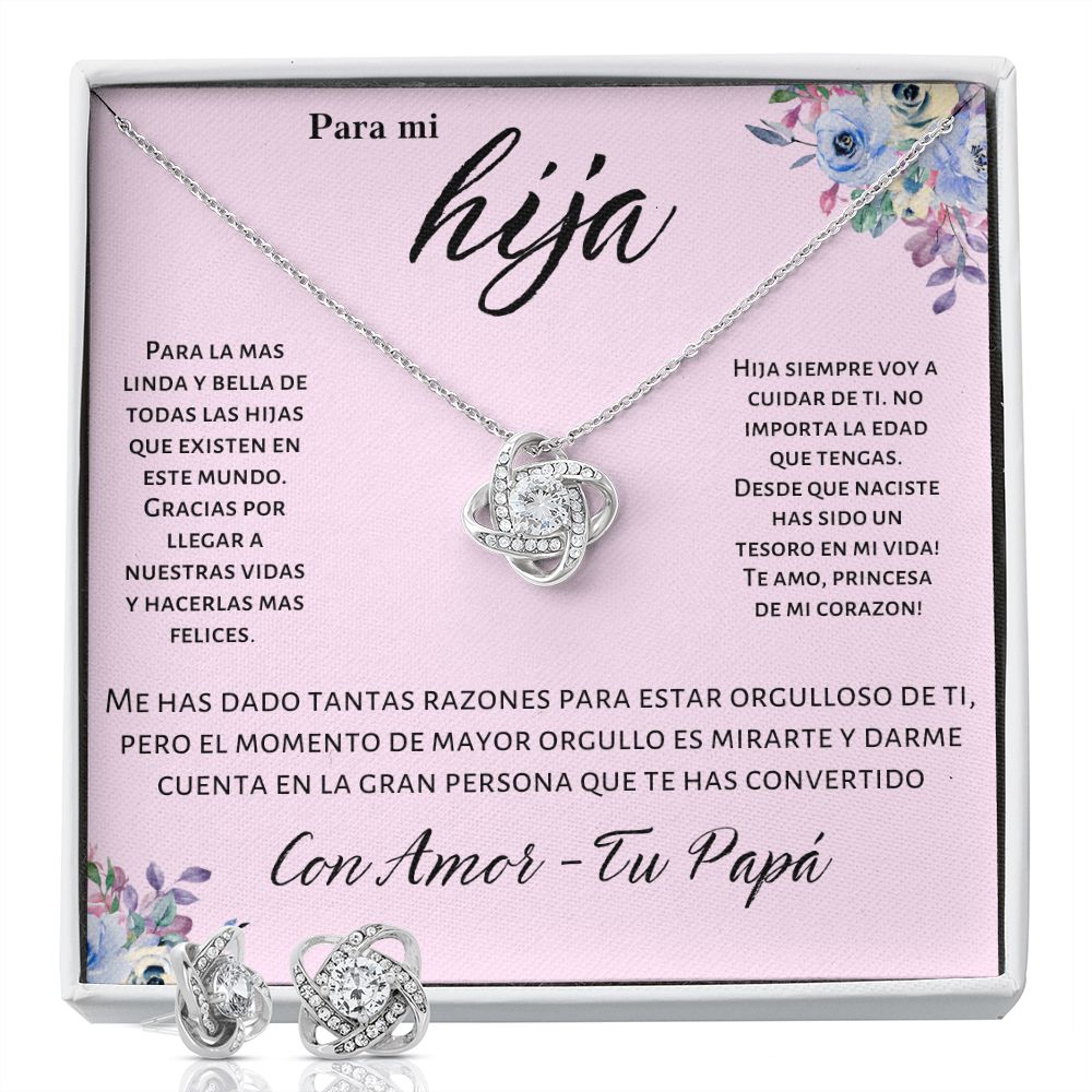 Regalo Para Hija Set de Collar y Aros Joyeria Para Mujer