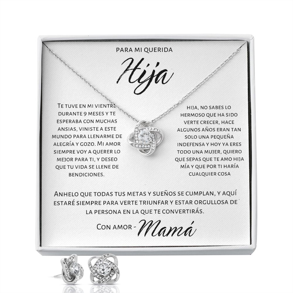 Collar Regalo Para Hija De Mamá Set De Aros y Collar Para Mi Qerida Hija Joyeria Mujer Regalo de Madre e Hija