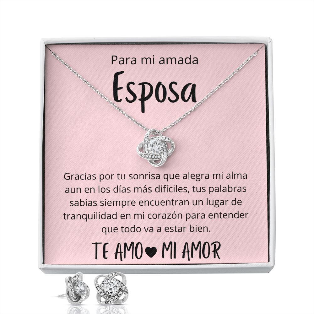 Regalo Para Esposa Regalos de Aniversario Para Mi Esposa Set de Regalo Collar y Aros Para Mujer Plateado y Dorado Regalo Para Mujer Personalizado Aniversario Cumpleanos De Esposo Para Esposa