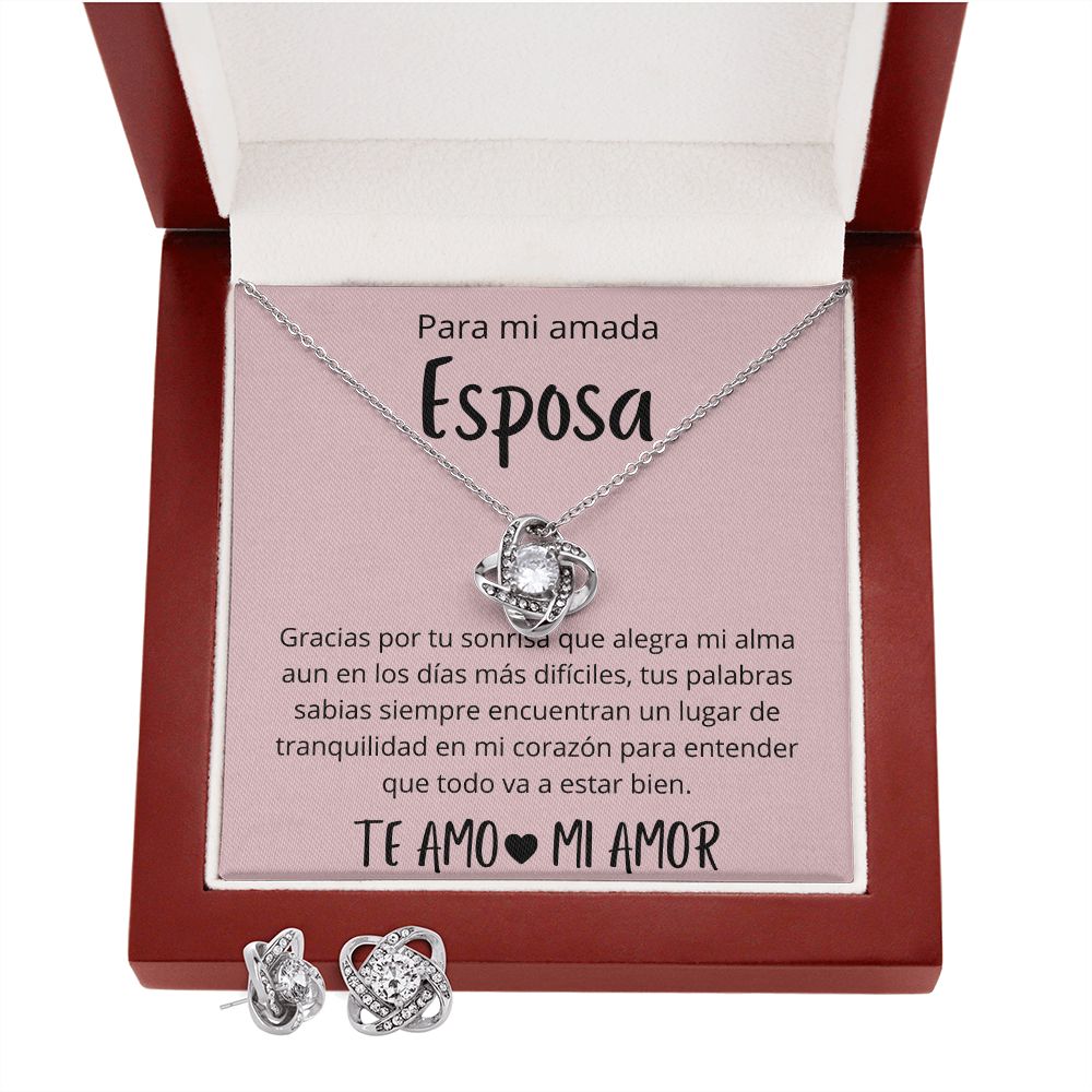 Regalo Para Esposa Regalos de Aniversario Para Mi Esposa Set de Regalo Collar y Aros Para Mujer Plateado y Dorado Regalo Para Mujer Personalizado Aniversario Cumpleanos De Esposo Para Esposa