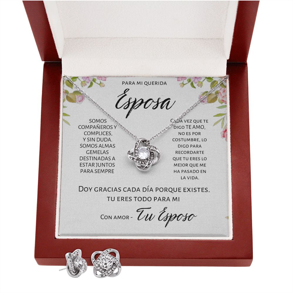 Regalo Para Mi Esposa Set de Aros y Collar Alma Gemela
