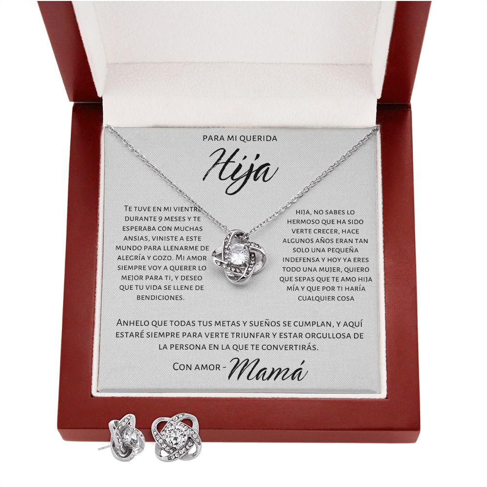 Collar Regalo Para Hija De Mamá Set De Aros y Collar Para Mi Qerida Hija Joyeria Mujer Regalo de Madre e Hija
