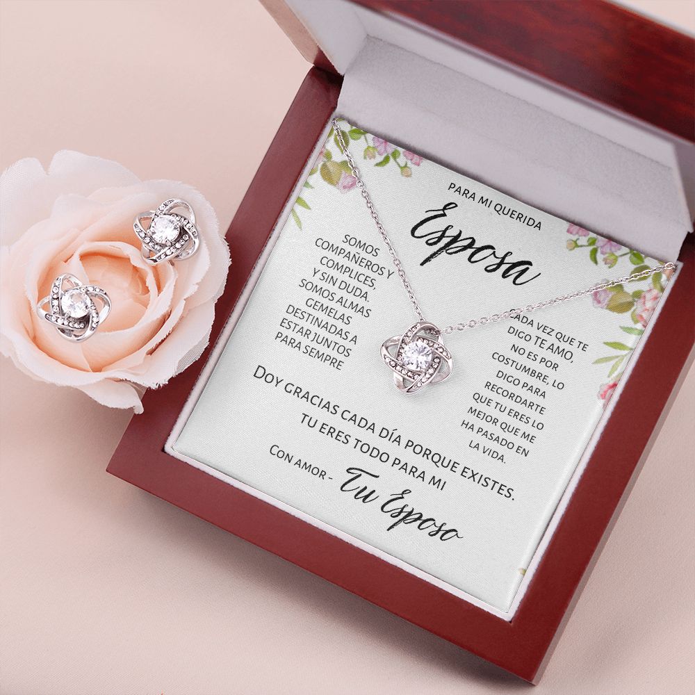 Regalo Para Mi Esposa Set de Aros y Collar Alma Gemela
