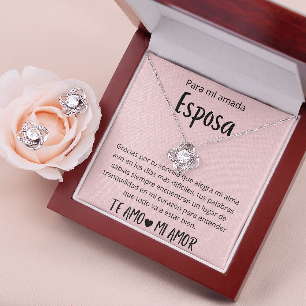 Regalo Para Esposa Regalos de Aniversario Para Mi Esposa Set de Regalo Collar y Aros Para Mujer Plateado y Dorado Regalo Para Mujer Personalizado Aniversario Cumpleanos De Esposo Para Esposa