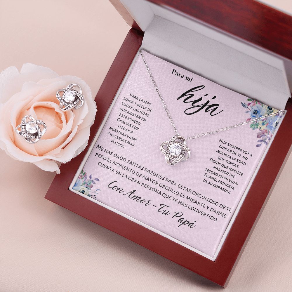 Regalo Para Hija Set de Collar y Aros Joyeria Para Mujer