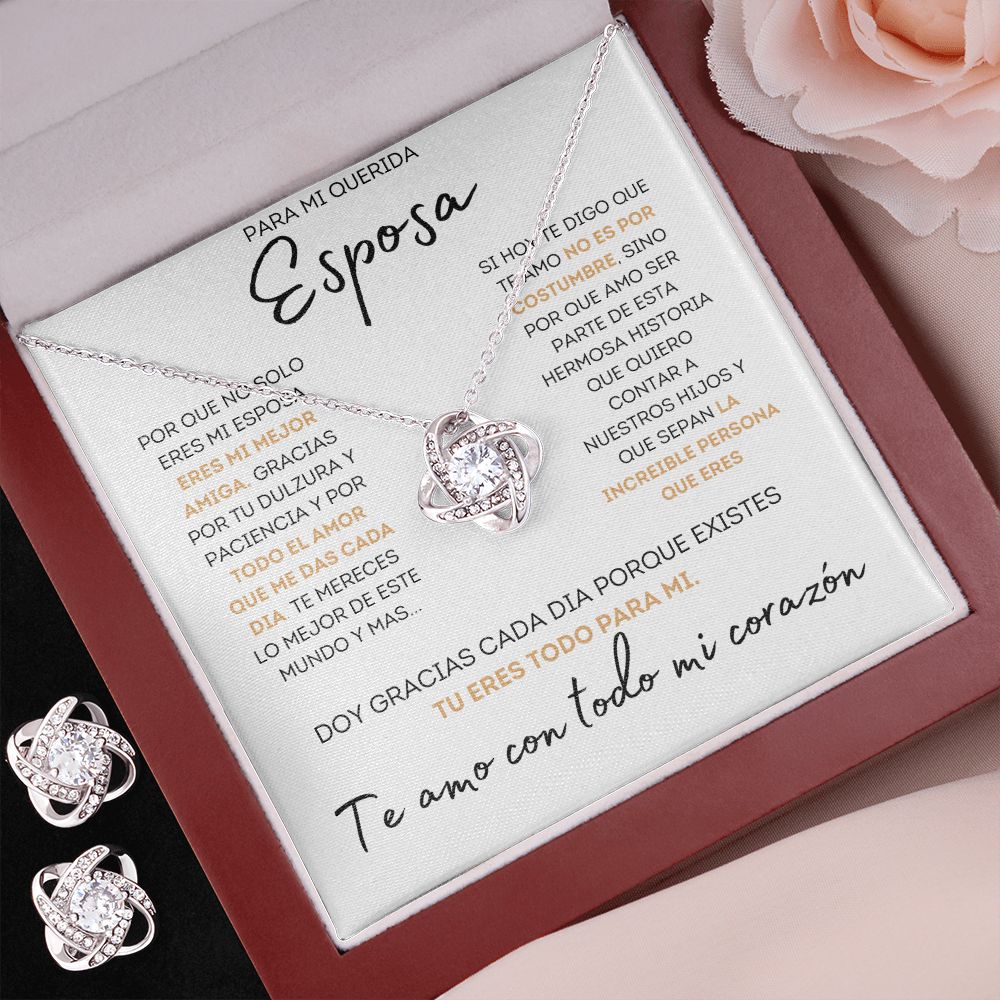 Regalo Para Esposa Set de Aros y Collar El Amor De Mi Vida Regalo Para Mujer