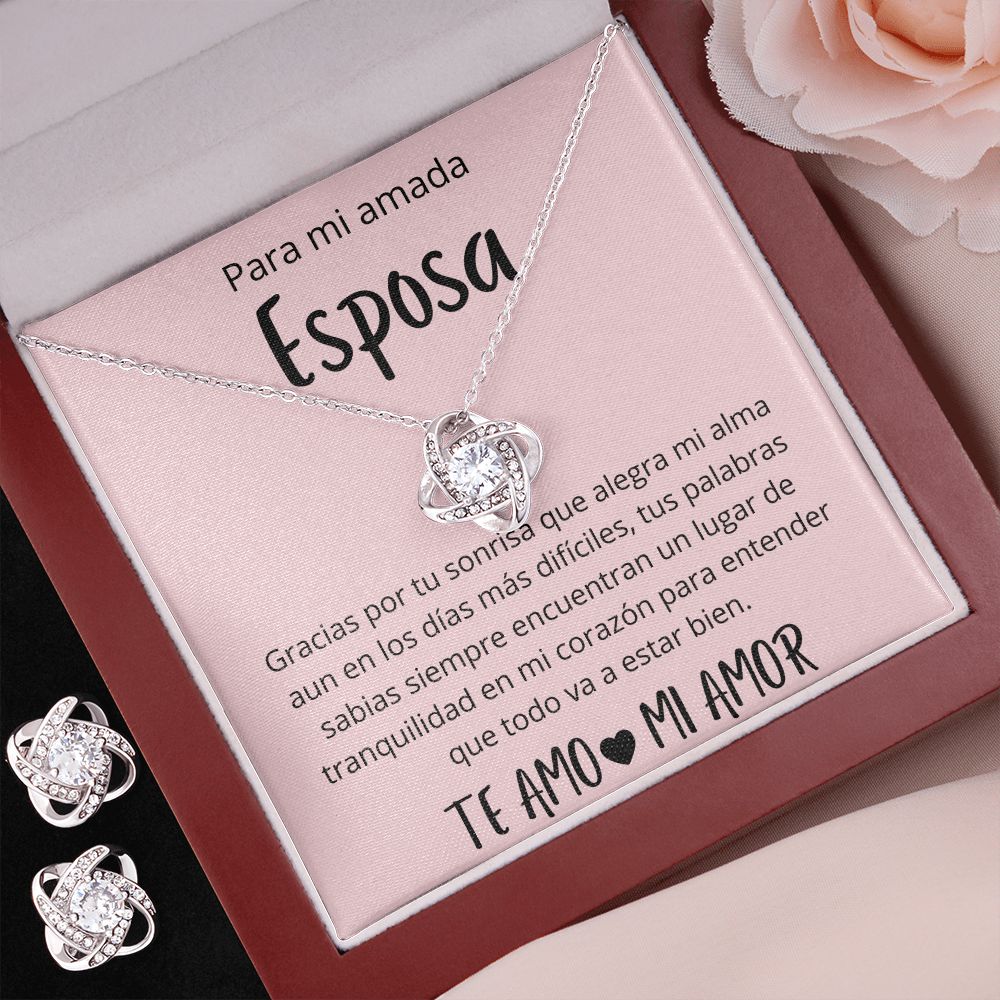 Regalo Para Esposa Regalos de Aniversario Para Mi Esposa Set de Regalo Collar y Aros Para Mujer Plateado y Dorado Regalo Para Mujer Personalizado Aniversario Cumpleanos De Esposo Para Esposa