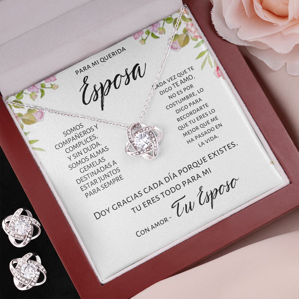 Regalo Para Mi Esposa Set de Aros y Collar Alma Gemela