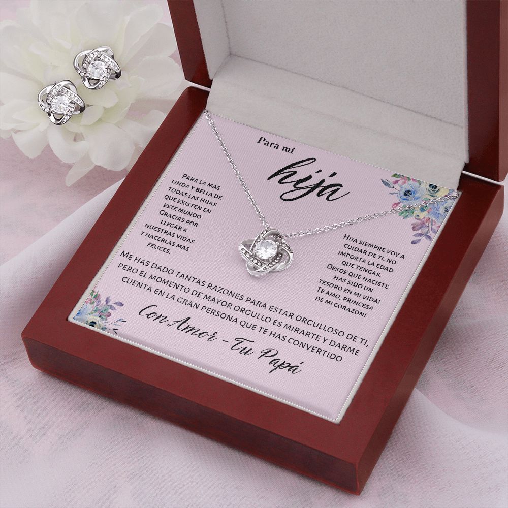 Regalo Para Hija Set de Collar y Aros Joyeria Para Mujer