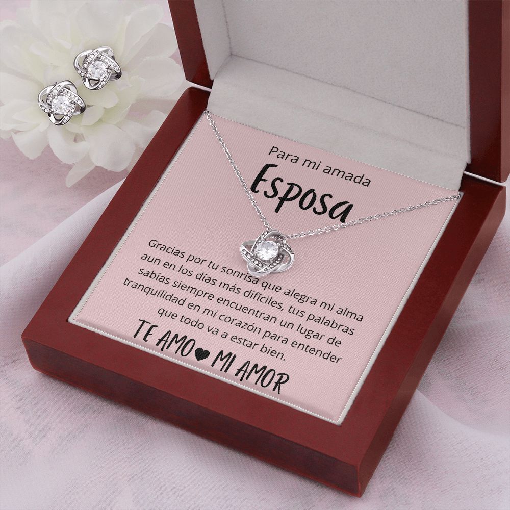 Regalo Para Esposa Regalos de Aniversario Para Mi Esposa Set de Regalo Collar y Aros Para Mujer Plateado y Dorado Regalo Para Mujer Personalizado Aniversario Cumpleanos De Esposo Para Esposa