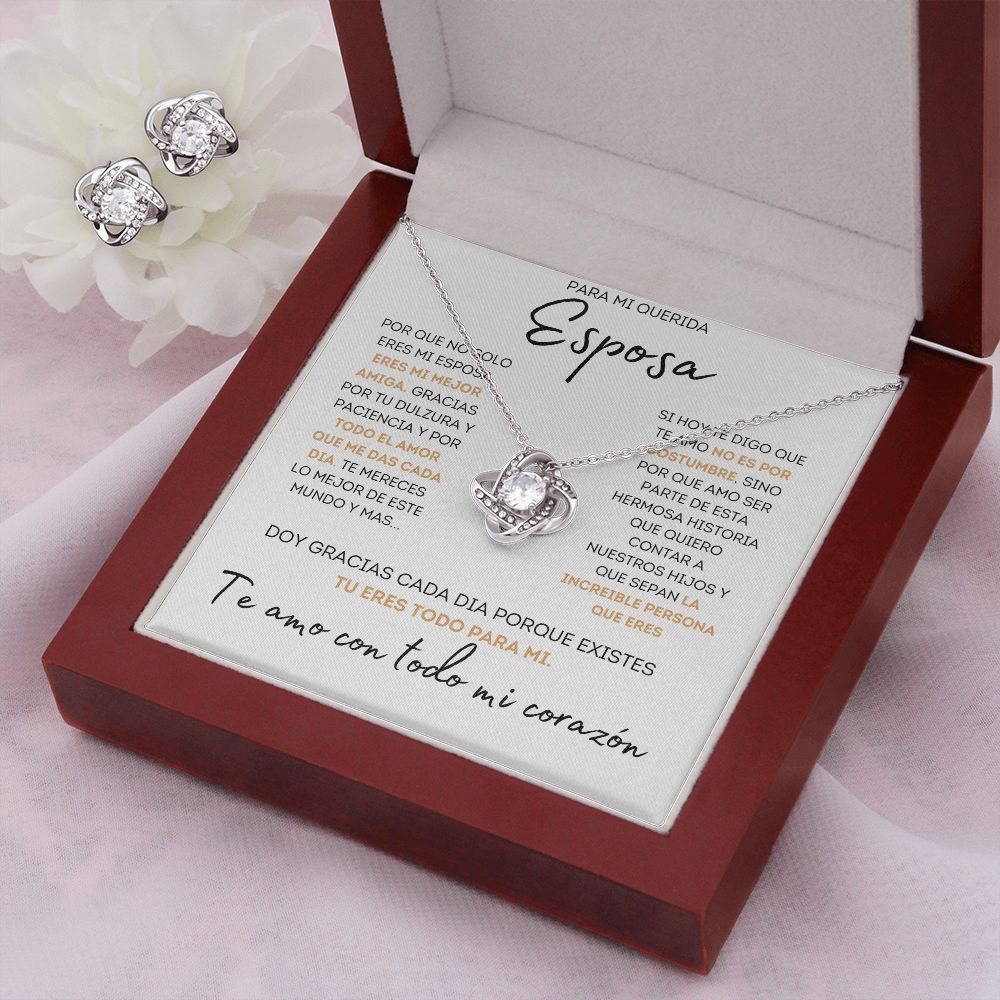 Regalo Para Esposa Set de Aros y Collar El Amor De Mi Vida Regalo Para Mujer