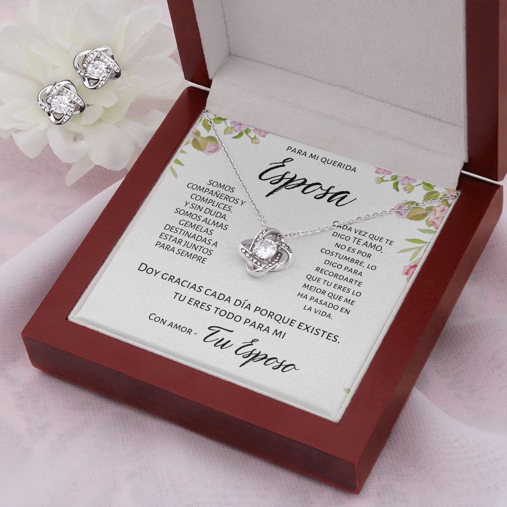 Regalo Para Mi Esposa Set de Aros y Collar Alma Gemela