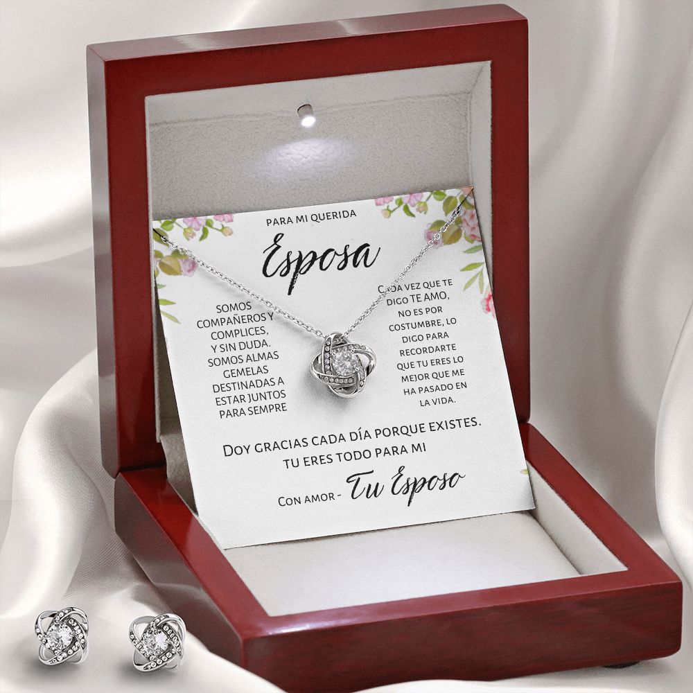 Regalo Para Mi Esposa Set de Aros y Collar Alma Gemela