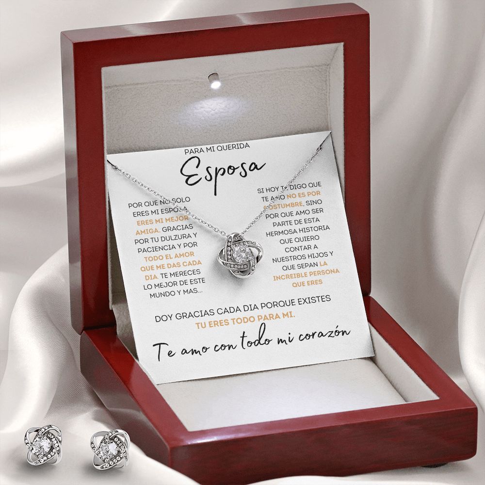 Regalo Para Esposa Set de Aros y Collar El Amor De Mi Vida Regalo Para Mujer