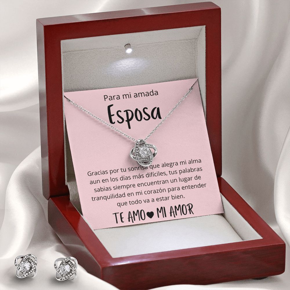 Regalo Para Esposa Regalos de Aniversario Para Mi Esposa Set de Regalo Collar y Aros Para Mujer Plateado y Dorado Regalo Para Mujer Personalizado Aniversario Cumpleanos De Esposo Para Esposa
