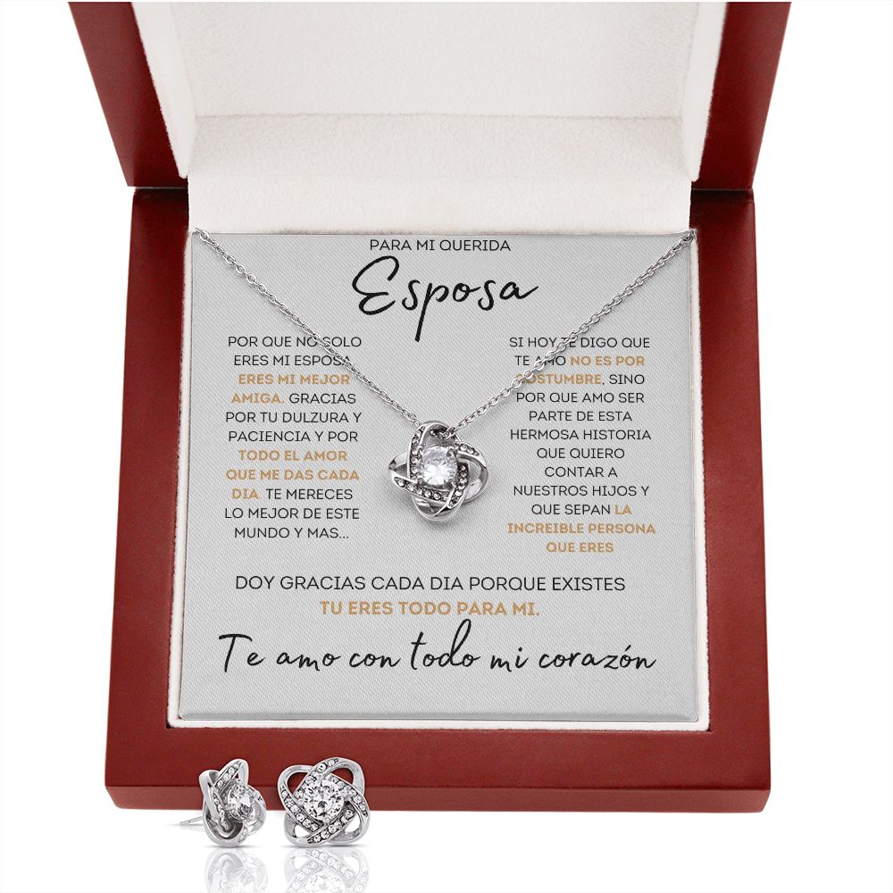Regalo Para Esposa Set de Aros y Collar El Amor De Mi Vida Regalo Para Mujer