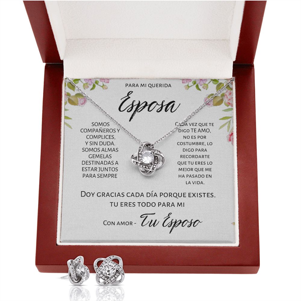 Regalo Para Mi Esposa Set de Aros y Collar Alma Gemela