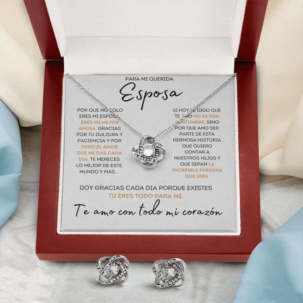 Regalo Para Esposa Set de Aros y Collar El Amor De Mi Vida Regalo Para Mujer