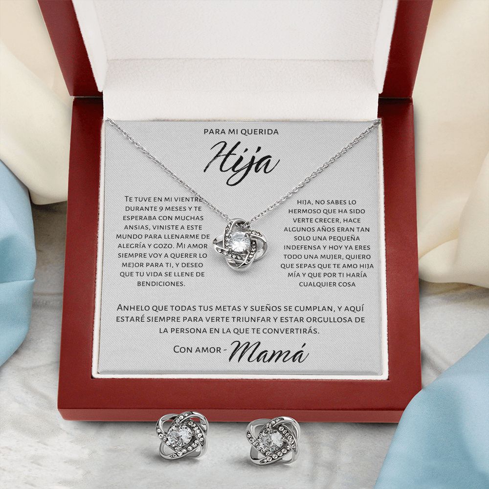 Collar Regalo Para Hija De Mamá Set De Aros y Collar Para Mi Qerida Hija Joyeria Mujer Regalo de Madre e Hija