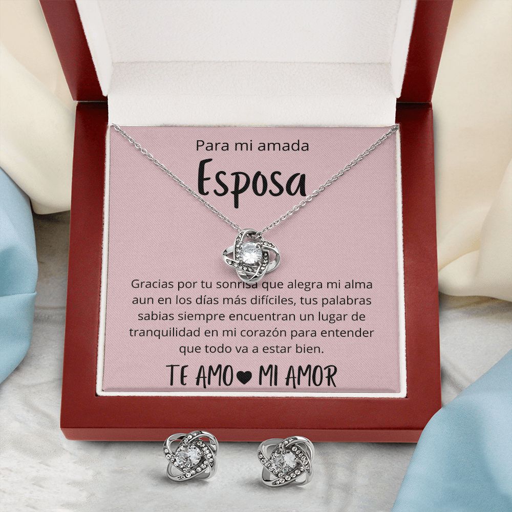 Regalo Para Esposa Regalos de Aniversario Para Mi Esposa Set de Regalo Collar y Aros Para Mujer Plateado y Dorado Regalo Para Mujer Personalizado Aniversario Cumpleanos De Esposo Para Esposa