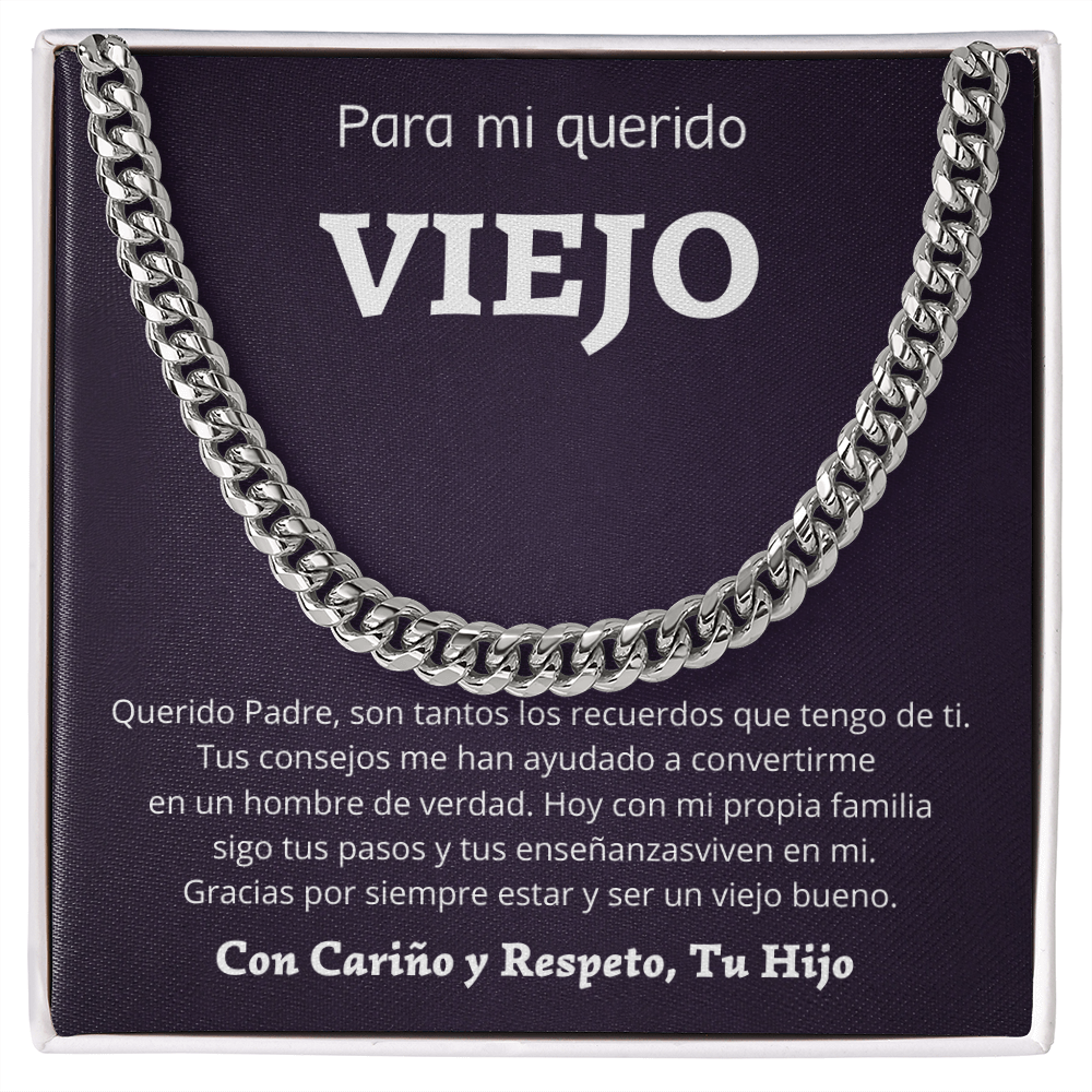 Regalo Para Papa Collar Estilo Cubano Cadena Para Hombre Stainless Steel /14K Gold