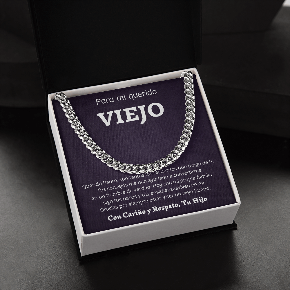 Regalo Para Papa Collar Estilo Cubano Cadena Para Hombre Stainless Steel /14K Gold