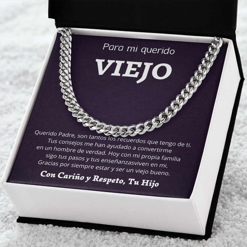 Regalo Para Papa Collar Estilo Cubano Cadena Para Hombre Stainless Steel /14K Gold