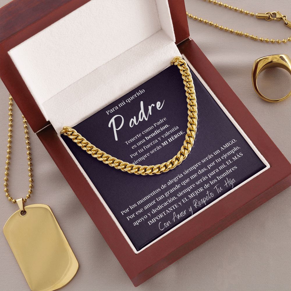 Regalo Para Hombre Collar De Lujo Regalo Con Mensaje Personalizado Para Mi Papa De Hija Para Papá Abuelo o Esposo En Su Cumpleaños, Aniversario, Dia Del Padre o Navidad