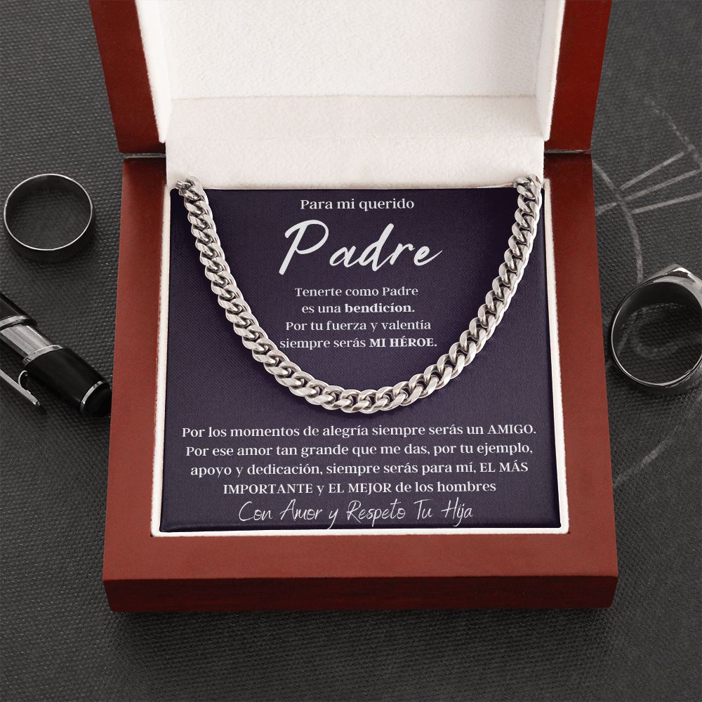 Regalo Para Hombre Collar De Lujo Regalo Con Mensaje Personalizado Para Mi Papa De Hija Para Papá Abuelo o Esposo En Su Cumpleaños, Aniversario, Dia Del Padre o Navidad