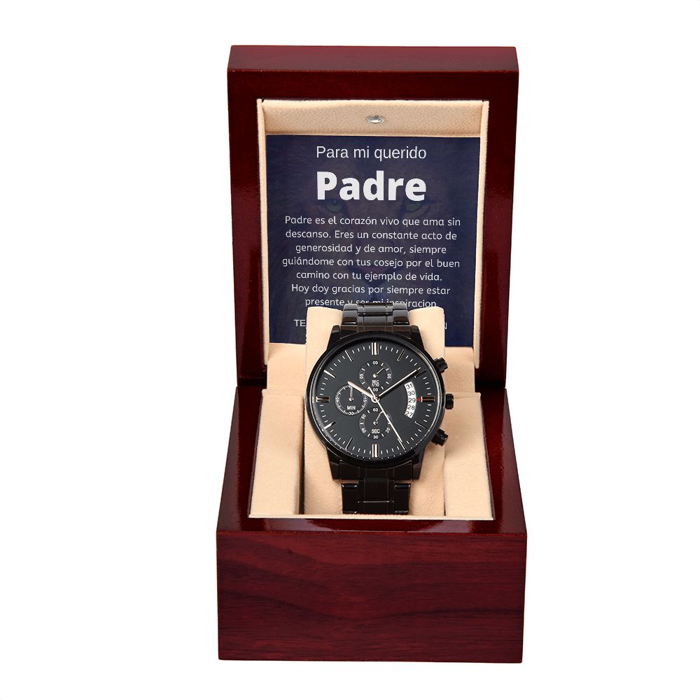 Regalo Para Papa Regalo Para Hombre Reloj Cronógrafo Negro Resistente Al Agua Regalo Con Mensaje Personalizado Para Mi Padre Cumpleanos, Aniversario, Dia Del Padre o Navidad