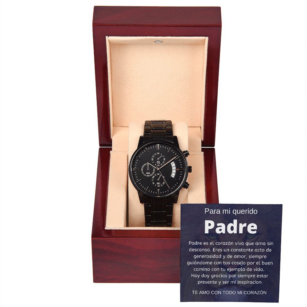 Regalo Para Papa Regalo Para Hombre Reloj Cronógrafo Negro Resistente Al Agua Regalo Con Mensaje Personalizado Para Mi Padre Cumpleanos, Aniversario, Dia Del Padre o Navidad