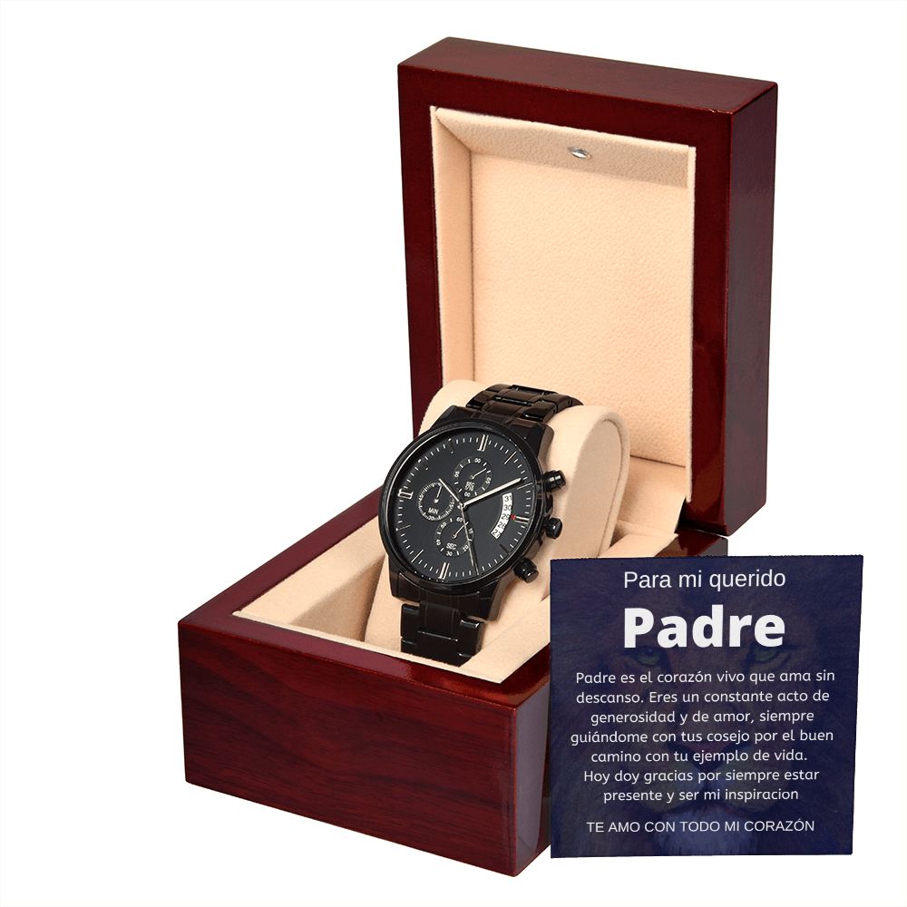 Regalo Para Papa Regalo Para Hombre Reloj Cronógrafo Negro Resistente Al Agua Regalo Con Mensaje Personalizado Para Mi Padre Cumpleanos, Aniversario, Dia Del Padre o Navidad