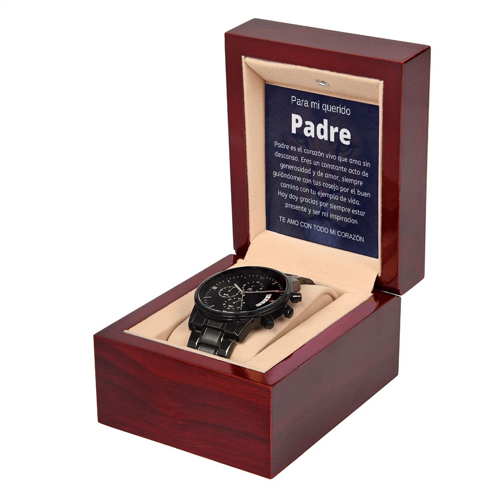 Regalo Para Papa Regalo Para Hombre Reloj Cronógrafo Negro Resistente Al Agua Regalo Con Mensaje Personalizado Para Mi Padre Cumpleanos, Aniversario, Dia Del Padre o Navidad