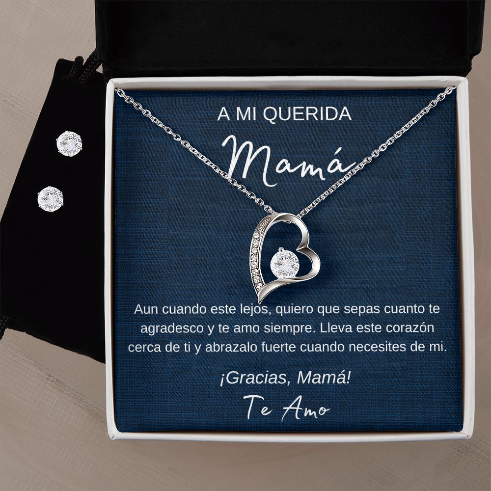 Set de Regalo Para Mamá de Hijo / Madre e Hija Collar Corazones y Aretes