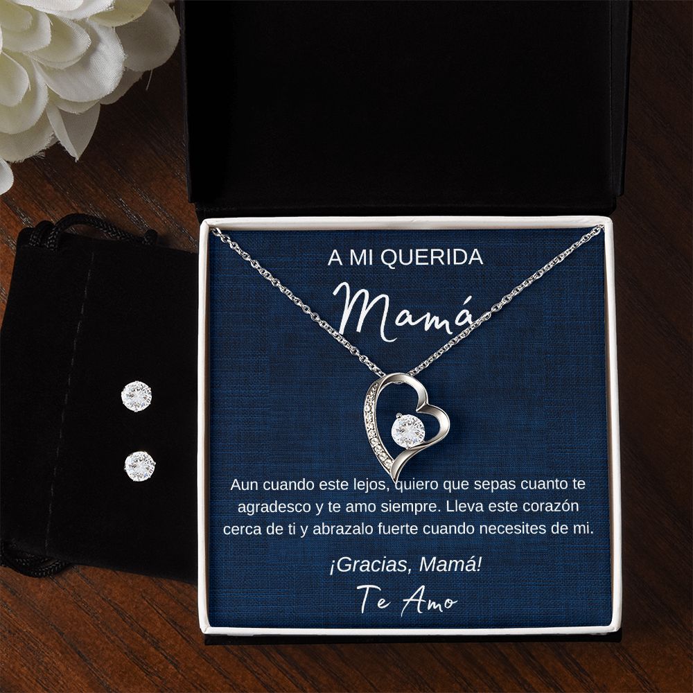 Set de Regalo Para Mamá de Hijo / Madre e Hija Collar Corazones y Aretes