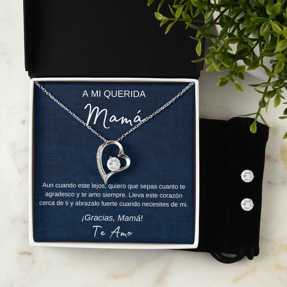 Set de Regalo Para Mamá de Hijo / Madre e Hija Collar Corazones y Aretes
