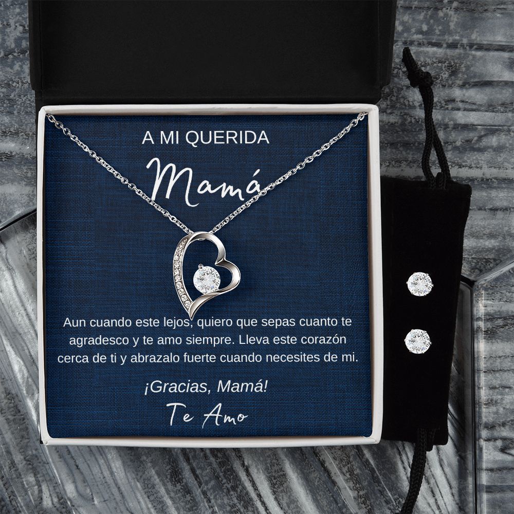 Set de Regalo Para Mamá de Hijo / Madre e Hija Collar Corazones y Aretes